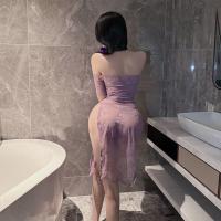 Su Shi Purple Lace Long Dress Lingerie Set - Sensual Sleepwear & Uniform Style Pure-Yu Outfit thumbnail
