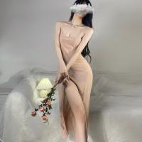 Women's Plus Size Sexy Lace Mesh Long Nightgown - Transparent Seductive Sleep Dress for Intimate Nights thumbnail