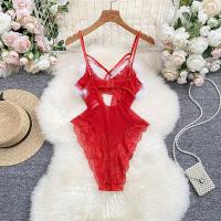 Lucky Red Chinese New Year Lingerie Set - Plush Bodysuit with Lace, Mesh & Underwire for Year of the Ox/Zodiac thumbnail