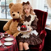 Maid Café Lolita Dress - Sweet French-Inspired Cute Maid Outfit with Puff Sleeves & Apron thumbnail