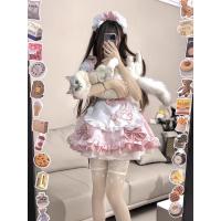 Maid Costume Cosplay Outfit - Cute Anime Maid Dress with Cat Ears, Lolita Style Soft Girly Uniform for Women thumbnail