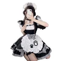 Maid Lolita Dress for Girls - Cute Japanese Cat Ear Cosplay Outfit with Apron & Headband thumbnail