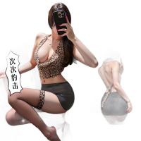 Manny Night Leopard Print Lingerie Set - Seductive Matching Bra & Skirt Sleepwear for Women thumbnail