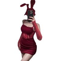 Manny Night Velvet Bunny Girl Bodycon Dress - Pure Temptation Lace-Up Sexy Lingerie Set thumbnail