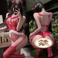 Mannyan Christmas Lingerie Set - Sheer Mesh Halter Bodysuit for Holiday & New Year Outfits thumbnail
