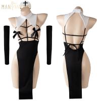 Mannyan Dark Nun Cosplay Bodysuit - Seductive Busty Lingerie Set, Pure & Tempting Style thumbnail