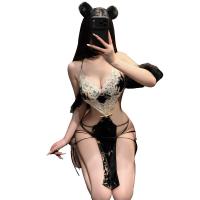 Mannyan Elegant Lace Cheongsam Lingerie for Women – Vintage-Inspired Mandarin Collar Silk-Feel Flag Dress Outfit thumbnail