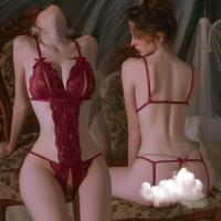 Mannyan Lace Open-Crotch Bodysuit - Sheer Mesh Sexy Lingerie Outfit for Women thumbnail