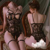 Mannyan Lace Sheer Open-Crotch Bodysuit - Sensual Butterfly Knot Sleepwear & Lingerie Set thumbnail