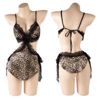 Mannyan Leopard Lace Thong Bodysuit Set - Sexy No-Remove Intimate Outfit for Small Bust thumbnail