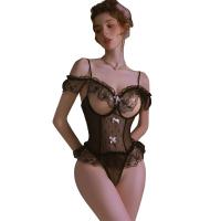 Mannyan Lingerie Set for Women - Sheer Lace Bodysuit with Open-Crotch Design, Underwire Push-Up Sleepwear thumbnail