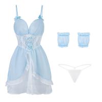 Mannyan Sensual Lace Babydoll Dress - Sheer Mesh Princess Nightgown with Ruffled Skirt & Maid-Inspired Design thumbnail