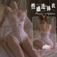 Mannyan Sensual Lace Bodysuit for Women - Sheer Open-Crotch Sleepwear with Underwire Support & Adjustable Straps thumbnail