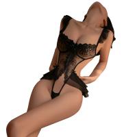 Mannyan Sensual Lace Bodysuit for Women - Sheer Low-Neck Open-Crotch Sleepwear, Passionate No-Remove Design thumbnail