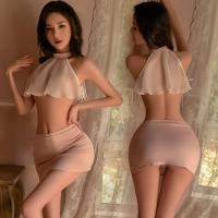 Mannyan Sexy Lace Bodysuit Set - Sheer Off-Shoulder High-Waisted Mini Skirt & Bralette Outfit for Women thumbnail