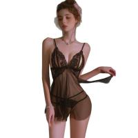 Mannyan Sexy Lace Sleep Dress for Women – Sheer Mesh Open-Crotch Nightgown with Elegant Cut-Outs & Adjustable Straps thumbnail