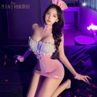 Mannyan Sexy Lace Trim Mesh Bodysuit - Sheer Sweetheart Airline Uniform Dress for Women thumbnail