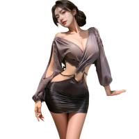 Mannyan Sexy Lingerie Set - Private Secretary Costume Deep V Dress, Bodycon Cosplay Outfit for Women thumbnail