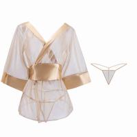Mannyan Sexy Lingerie Set - Sheer Mesh Deep V-Neck Kimono Style Robe, Japanese-Inspired Costume Outwear thumbnail