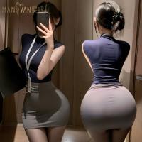 Mannyan Sexy Lingerie Set for Women – Pure & Tempting Secretary Outfit with Pencil Skirt & Matching Sleep Dress thumbnail