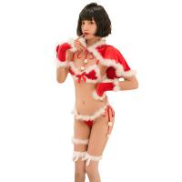 Mannyan Sexy Lingerie Set for Women - Red Hood Christmas Costume, Flirty Velvet Naughty Outfit with Matching Bra & Panty thumbnail