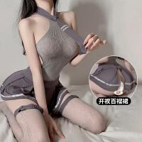 Mannyan Sexy Lingerie Set for Women – Sweet & Edgy JK Uniform Skirt + Mesh Bodysuit Outfit thumbnail