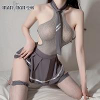 Mannyan Sexy Lingerie Set for Women – Sweet & Edgy JK Uniform Skirt + Mesh Bodysuit Outfit thumbnail