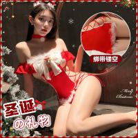 Mannyan New Year Lingerie Set - Red Sexy Bodysuit with Lace Cutouts & Tied Waist Sleep Dress thumbnail