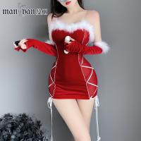 Mannyan New Year Lingerie Set - Sexy Velvet Bodysuit & Skirt Combo for Christmas, Pure-Flirty Costume Outfit thumbnail