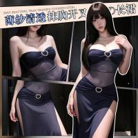 Mannye Qing Sensual Lingerie Dress - Sheer Mesh Seductive Slip Dress with Deep Slit & Plunge Bustier thumbnail