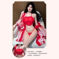 Mannyqing Japanese Kimono Lingerie Set - Sheer Mesh Yukata Sleepwear, Vintage-Inspired Seductive No-Remove Nightwear thumbnail