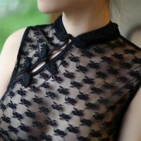 Mannyqing Lace Sheer Cheongsam Dress - Sexy Women's Classical Chinese Erotic Lingerie Set with Floral Trim thumbnail