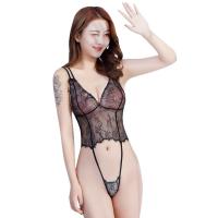 Mannyqing Pure & Sensual Sheer Bodysuit - Sexy Open-Crotch Lace Mesh Sleepwear for Women thumbnail