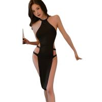 Mannyqing Pure-Sensual High-Waist Slit Jumpsuit - Sexy Bodycon Sleep Dress Set with Bare Shoulders & Back thumbnail