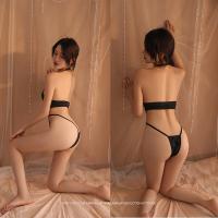 Mannyqing Pure & Tempting Black Lace Bodysuit - Sexy Cut-Out Hook-Neck One-Piece Set for Small Busts thumbnail