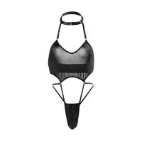 Mannyqing Pure & Tempting Black Lace Bodysuit - Sexy Cut-Out Hook-Neck One-Piece Set for Small Busts thumbnail