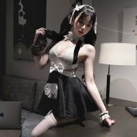 Mannyqing Pure & Tempting Maid Lingerie Set – Sexy Lace Backless Split Skirt Uniform with Bow Detail thumbnail