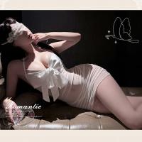 Mannyqing QQNY Sheer Lace Babydoll Nightgown with Bow - Sensual Women's Thin Mesh Sleepwear Set thumbnail