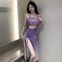 Mannyqing Vintage Lace Flagpole Dress - Sexy Sheer Role Play Lingerie for Women, Retro Chinese-Inspired Erotic Nightwear thumbnail