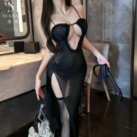 Mannyu Sexy Lingerie Dress - Sheer Mesh High-Slit Evening Gown for Women,European and American Style Erotic Outfit thumbnail