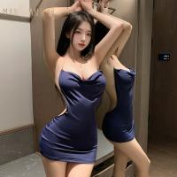 Manyan Pure & Seductive Low-Cut Halter Dress – Bodycon Nightclub Mini Dress & Sensual Sleepwear thumbnail