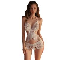 Manyan Pure & Tempting Fringe Two-Piece Lingerie Set - Hook-Neck Sexy Sleepwear, No-Remove Erotic Outfit thumbnail