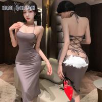 Manyan Seductive Lace Bodysuit Dress - Tight Cross-Strap Backless Mini Dress for Mature Women thumbnail