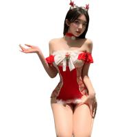 Manyan New Year Lingerie Set - Sexy Off-Shoulder Mesh Sleep Dress with Adjustable Ties, Pure & Alluring Women's Intimate thumbnail