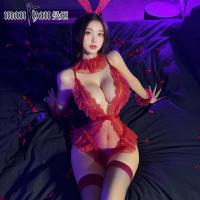 ManYan New Year Lingerie Set - Sexy Open-Crotch Lace Bodysuit, Sheer Seductive Sleepwear for Women thumbnail