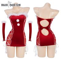 Manyan New Year Lingerie Set - Sexy Plush Sleep Dress & Costume Outfit, One-Piece Erotic Nightwear for Women thumbnail