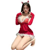 Manyan New Year Sexy Faux Fur Halter Dress - Christmas Bodycon Lingerie Mini Skirt for Passionate Nights thumbnail