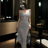 MANYU Sexy Lingerie Set - Sheer Mesh Backless Sleepwear Dress with High Slit & Adjustable Straps thumbnail