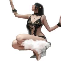 Meizhilan Sexy Lace Bodysuit - Pure & Tempting Open-Crotch Maid Costume Sleepwear for Women thumbnail