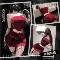 Midnight Rose Sexy Lace Bralette Set - Velvet Red Valentine's Day Lingerie for Women thumbnail